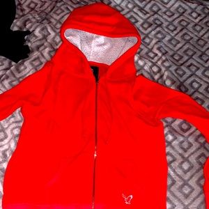 Red American eagle zip sweater